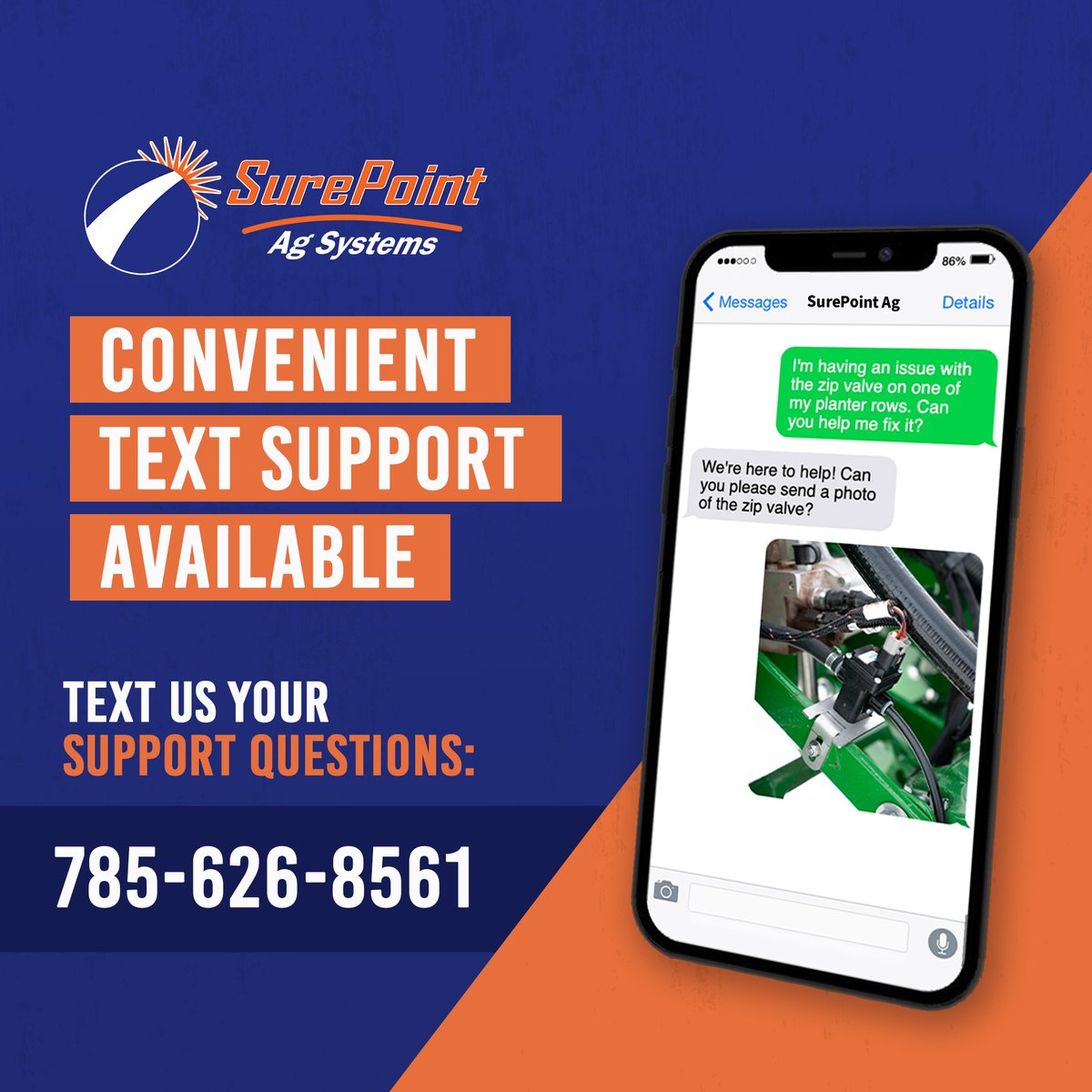 📱✅ Everyone is headed to the field, and call volumes are high during this season. Remember, another great way to reach our support team is to text 785-626-8561 with a short description of your problem &amp; pictures. This immediately gets you into our queue! #Plant22 #AgTwitter