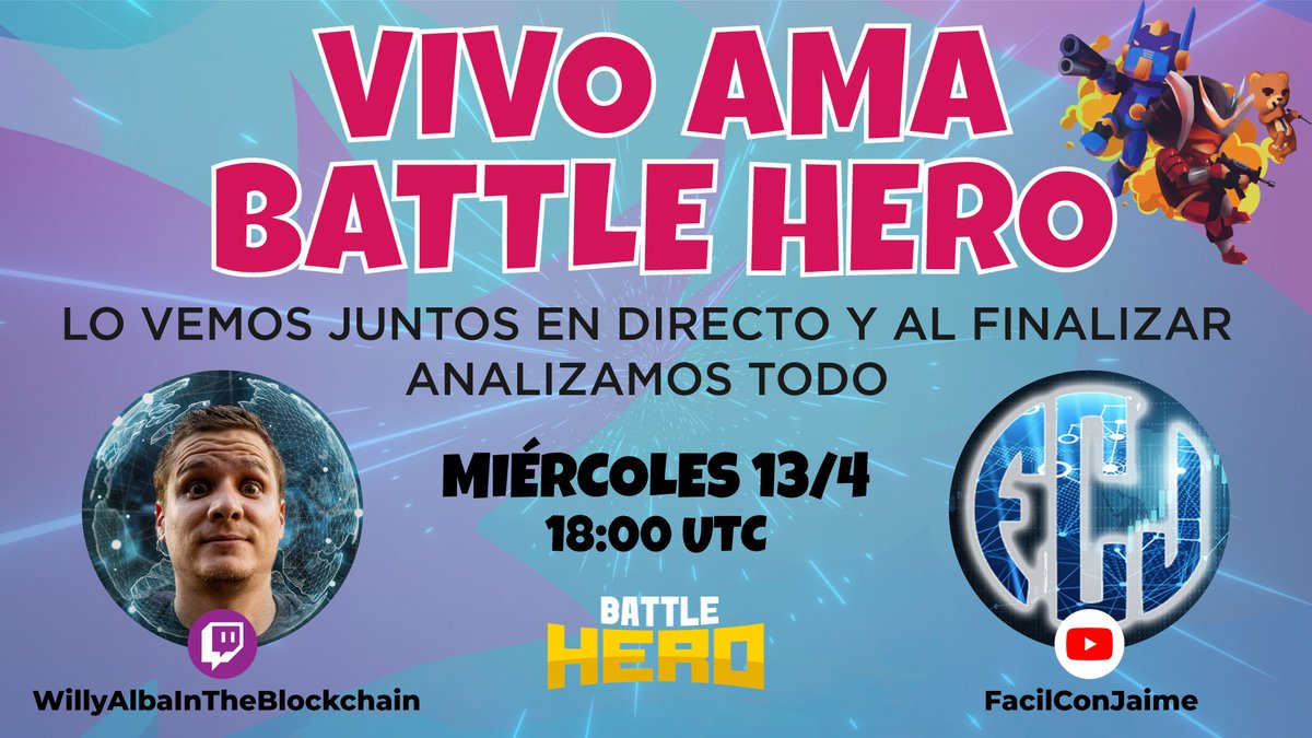 facilconjaime's tweet photo. ¡MAÑANA!

Estaremos en Directo junto a Willy mirando el AMA de #BattleHero 
Cuando finalice, nos quedaremos charlando, debatiendo y analizando junto a ustedes todo lo que haya dejado Ruben!

¡Los esperamos en Twitch y YouTube!

🟣https://t.co/l2ZMc33XEN
🔴https://t.co/LrHQASzxL1 https://t.co/Azted79w1J