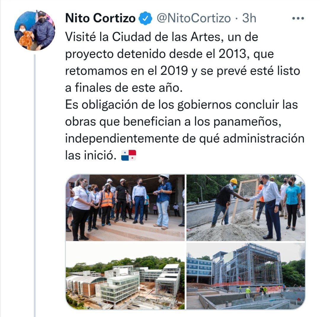 hechos_panama's tweet photo. Ciudad de las Artes se reactivó en octubre de 2018, luego de largas y complejas negociaciones con aseguradoras. Contratista original abandonó proyecto. En transición 2019 se entregó reactivada con avance 35%  y temas legales totalmente saneados. Más info👇
https://t.co/kcVmtpah9e https://t.co/dTqQVtyRCh