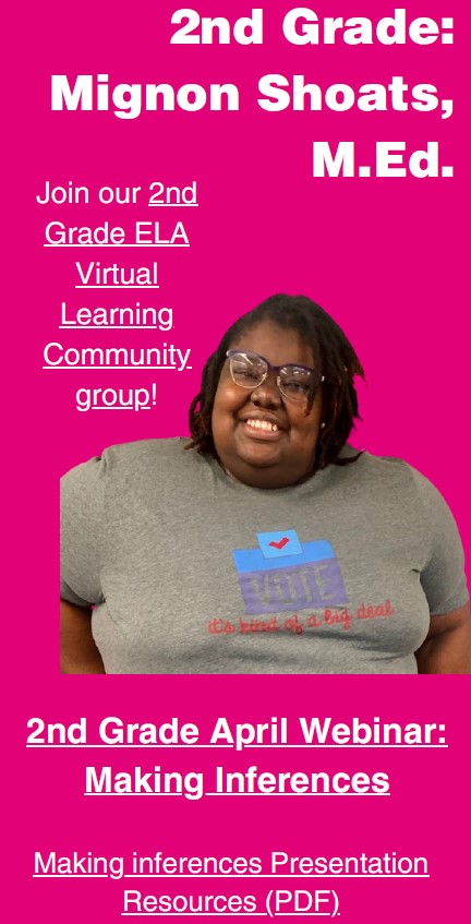 GaDOEELA's tweet photo. Virtual Learning Community Daily Feature: 

Mignon Shoats shares explicit strategies for #makinginferences with 2nd grade students!

📽️https://t.co/4ODvMhJFeR 
📝https://t.co/33rIOPEjwX 

Join @educatorshoats in #GaDOECommunity!
 
 #EBPs #GATeacherResources #inferences #2ndgrade https://t.co/QIHFxTSipn
