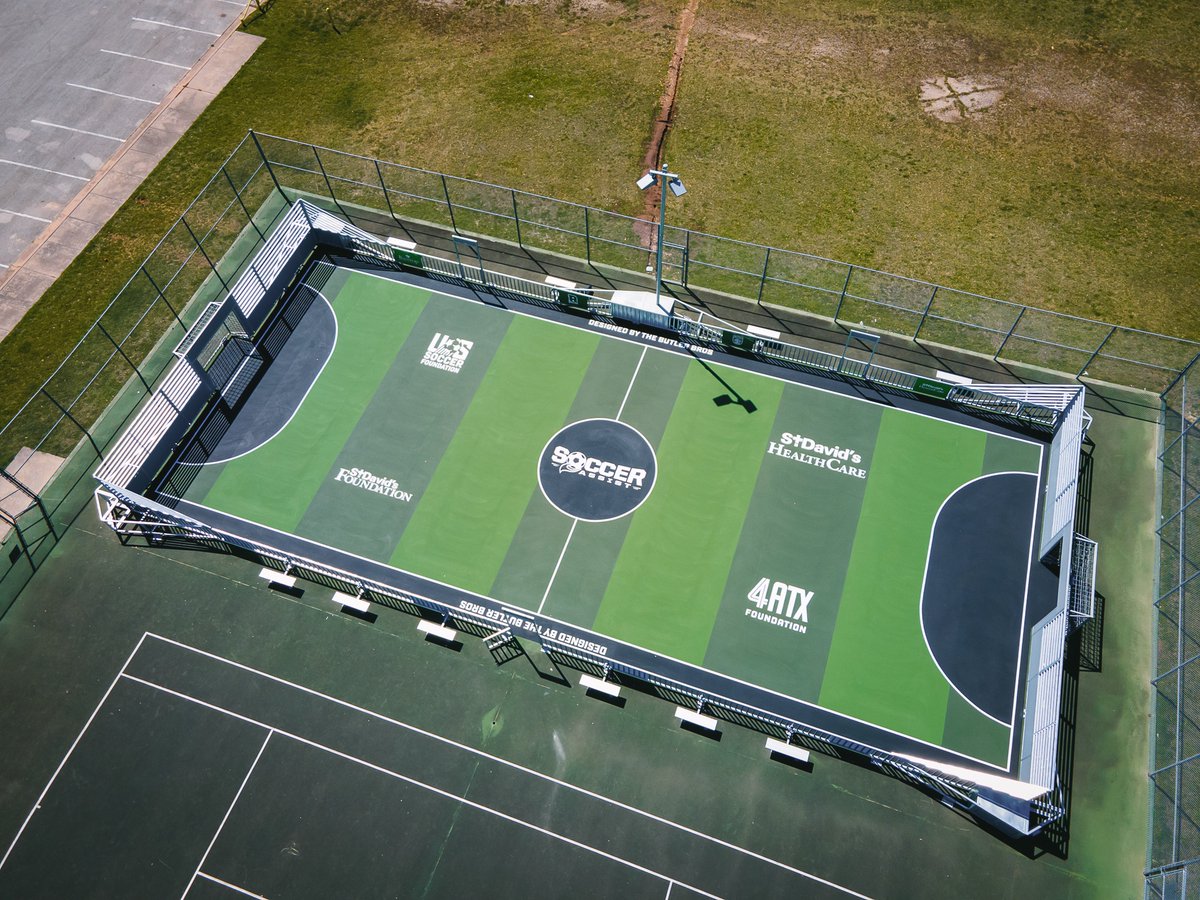 AustinFC's tweet photo. More soccer, more good.

In collaboration with @4ATXFoundation &amp; @StDavidsHC, we're happy to make the beautiful game more accessible in our fourth mini-pitch installation in Bastrop. ⚽️ https://t.co/lyGauiP6Gr