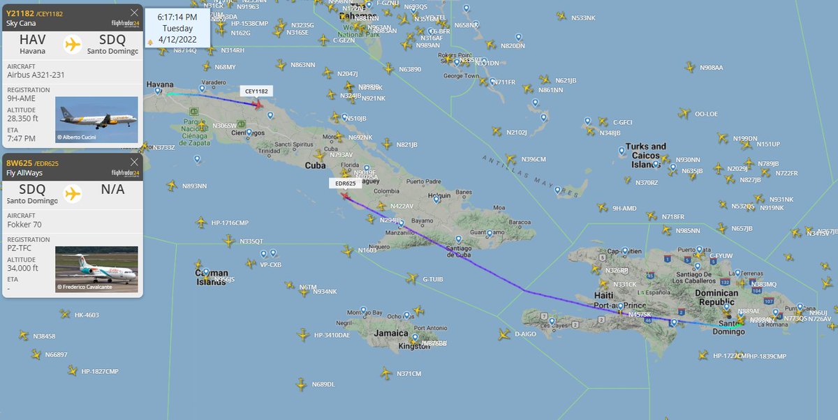 FlconEYES's tweet photo. #SkyCana y #FlyAllWays
Habana - Republica Dominicana.
Continúan participando exiliando cubanos a Managua.
#HappeningNow #OSINTCuba #cuavion #Cuba #12Abr https://t.co/Y3LlTZl38k