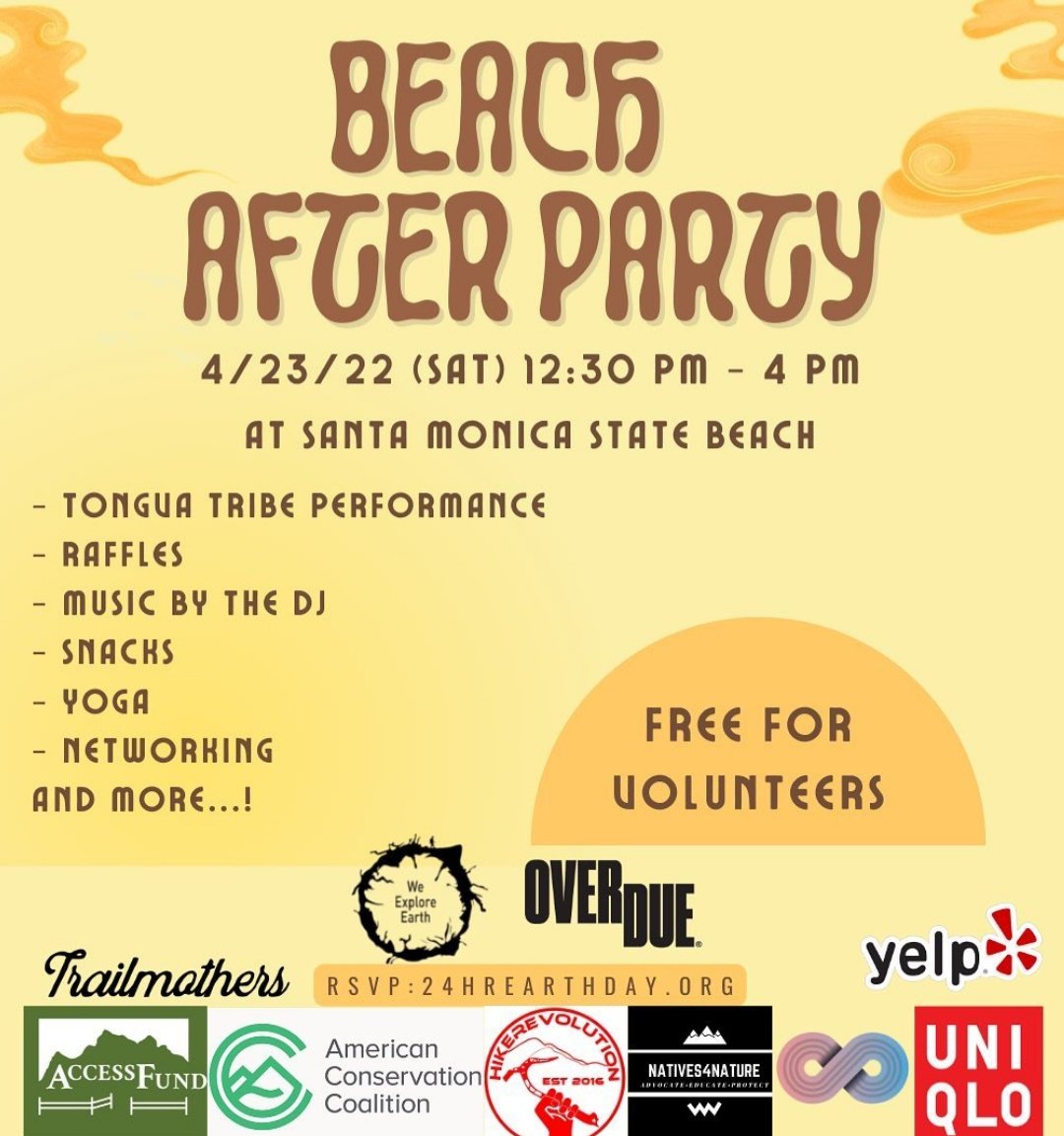 itisoverdue's tweet photo. In honor of Earth Day we'll be launching the first Earthday beach cleanup/ beach after party event called https://t.co/hhulXkc4wr. It’ll be on Saturday, 4/23/22 with 10 amazing local organizations with huge support from @UniqloUSA &amp; @YelpLA🌊🌎 https://t.co/bOFoiE8Pm2