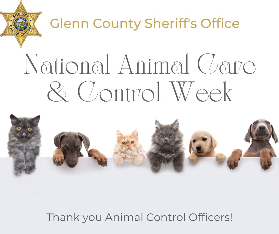 GlennCountyOES's tweet photo. We want to recognize our hard-working staff in Animal Care and Control who serve the community and protect our most vulnerable community members, our animals. Let's give our animal control officers two paws up!
 #AnimalControlAppreciationWeek  #NACOAW https://t.co/viBM0zSZtu