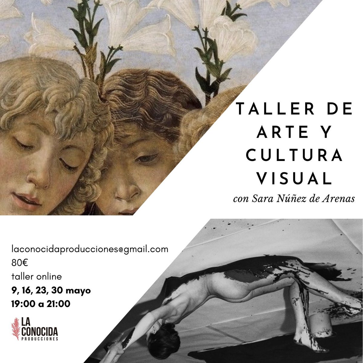 Taller de Arte y Cultura Visual los lunes de mayo en <a href="/La_Conocida/">LA CONOCIDA</a> 
#arte #taller #performance #pintura #escultura #arquitectura #diseño #SaraNúñezdeArenas