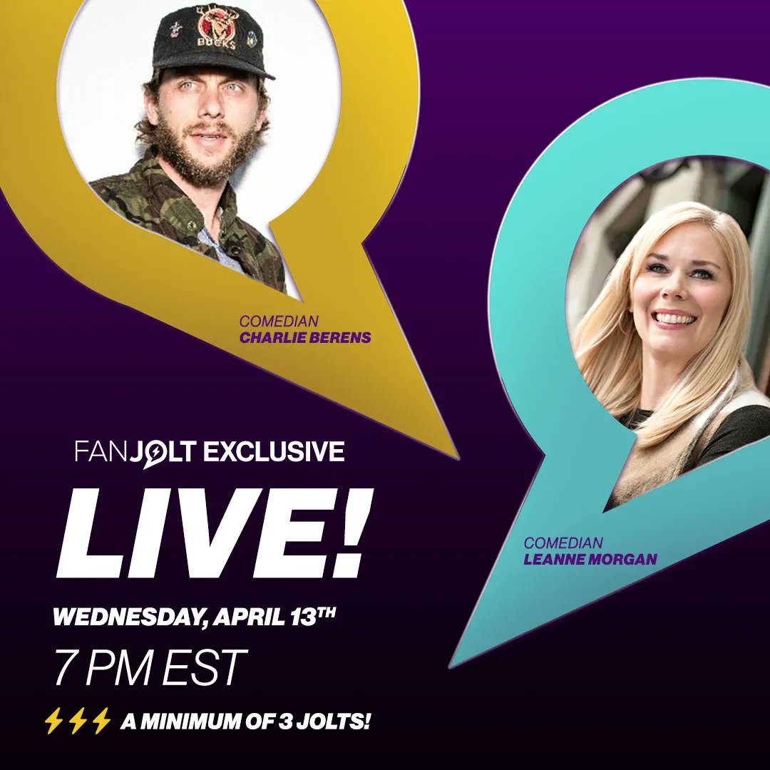 LeanneComedy's tweet photo. Wednesday night! I'll be LIVE on @FanJoltLive with @CharlieBerens! Download the app and join us for all the crazy. We'll be "jolting" a few fans into the broadcast. See y'all then! 😘

#FanJolt #GetJolted #BigPantyNation #LeanneMorgan #CharlieBerens https://t.co/xDwEqE1ecO