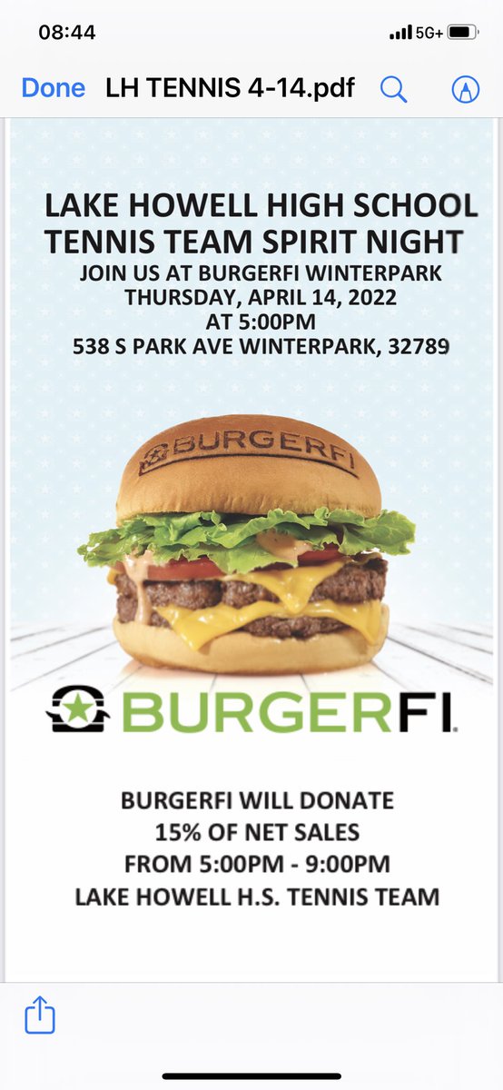 One more time!  If you go, please tell them you are there for Lake Howell Tennis!!!!