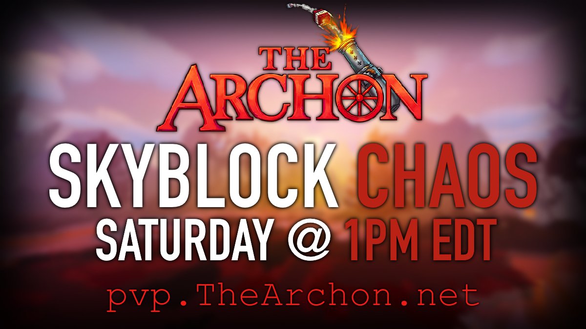 TheArchon's tweet image. 🔥The next season of Skyblock CHAOS is almost here!

🕐Join us when the Chaos realm resets this Saturday at 1:00PM EDT

‼️ Follow &amp;amp; Retweet for a chance to win the Overlord Rank ($250) ‼️

🔗thearchon.net/chaos
🔗discord.gg/thearchon
🔗pvp.thearchon.net