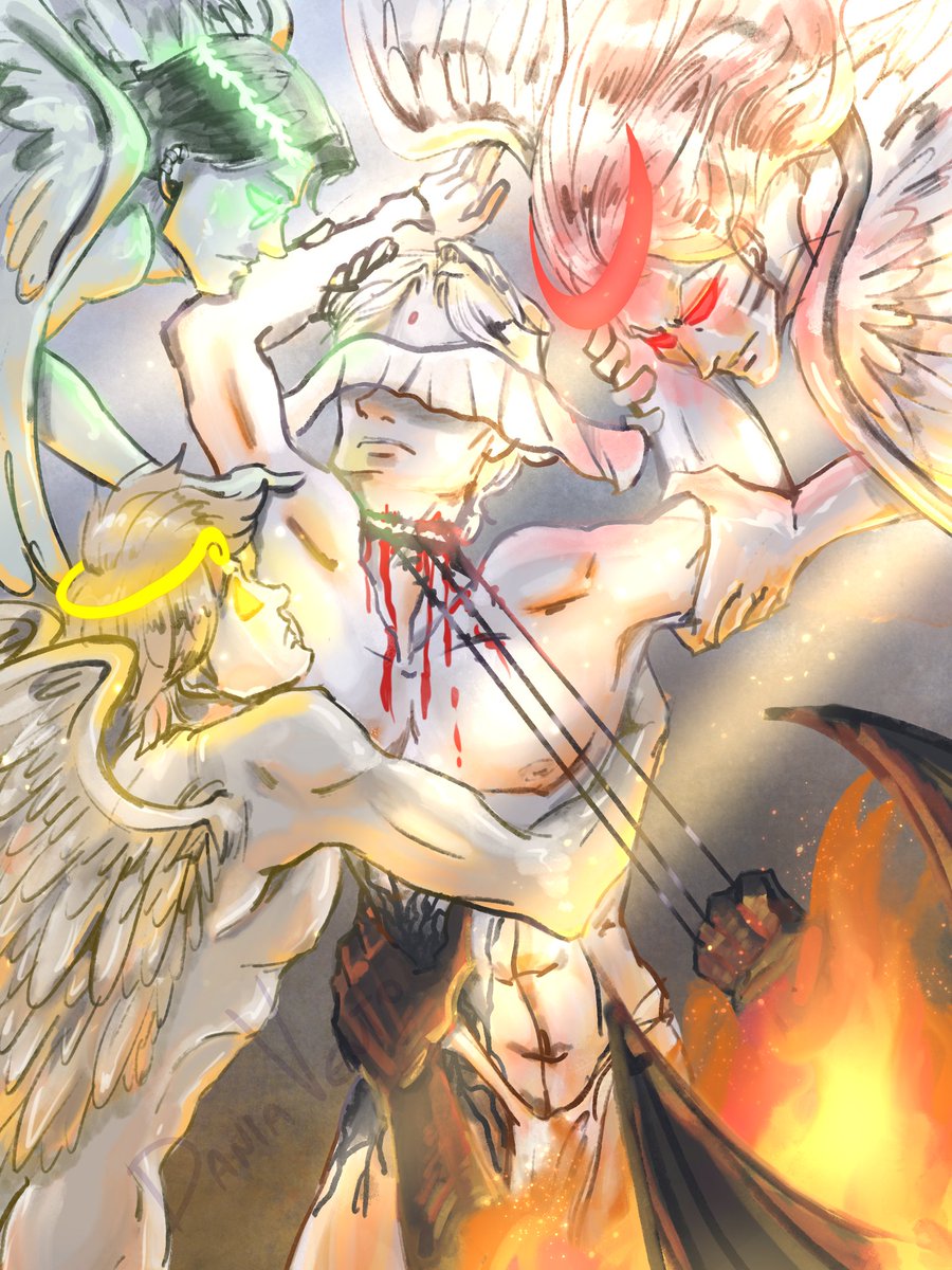 <a href="/saiyukimonth/">Saiyuki Month Challenge - June 2022</a> 
Week 1, June 1-7
“I thought of angels Choking on their halos Get them drunk on rose water/ See how dirty I can get them pullin’ out their fragile teeth And clip their tiny wings”
#saiyukimonthchallege #saiyuki #最遊記 #gojyo #hakkai #sanzo #goku