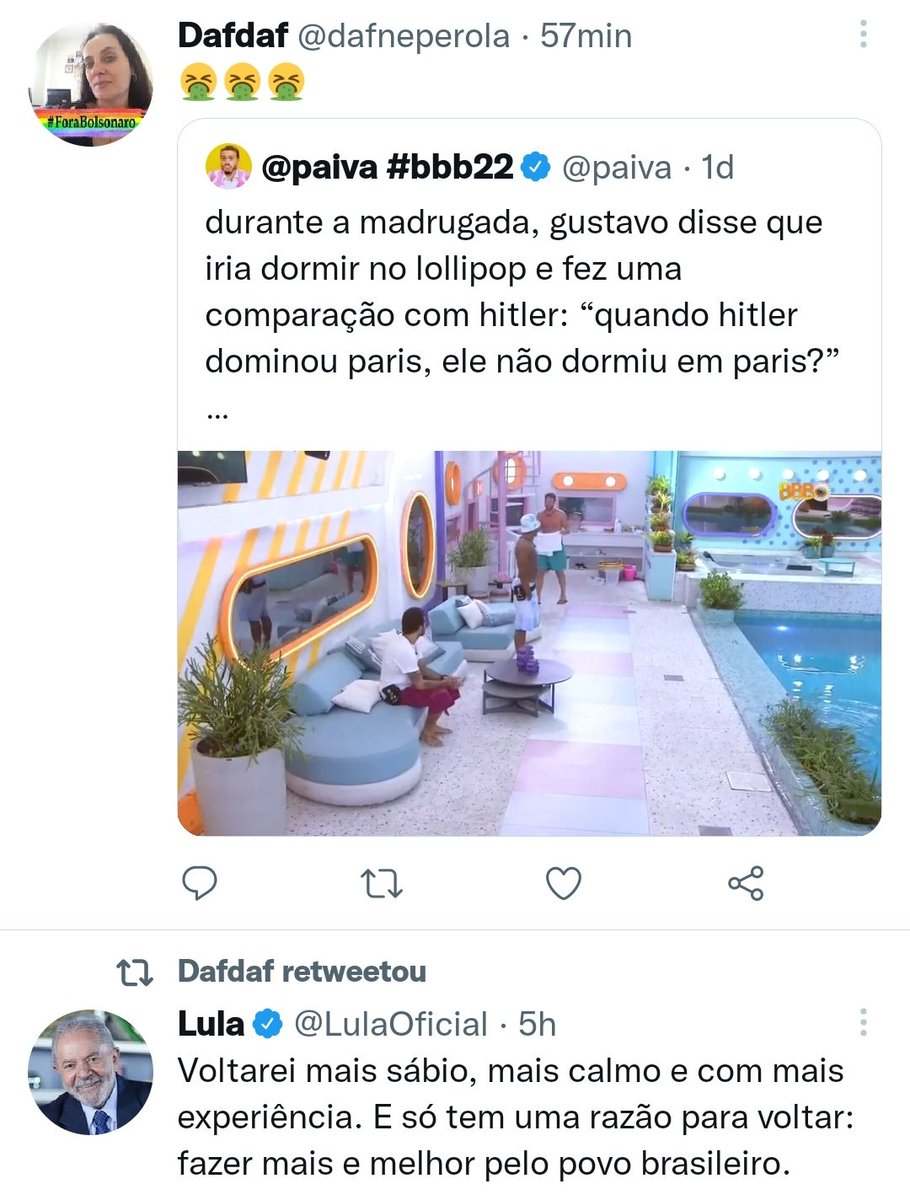 iris_abys's tweet photo. @dafneperola @paulovini5555 @AlienFaDoBBB @Mariane86240016 @NoMeChameDeQue @paiva @vaidesmaiar Muita hipocrisia sua, torcer pra esse cara e querer vim julgar os outros aqui. Não acha? Vi no seu perfil q colocou carinha de nojo na postagem do Gustavo e logo abaixo, tem outro twitter seu sobre o Lula. Falsa moralista e hipócrita. https://t.co/ovu92zXQRd