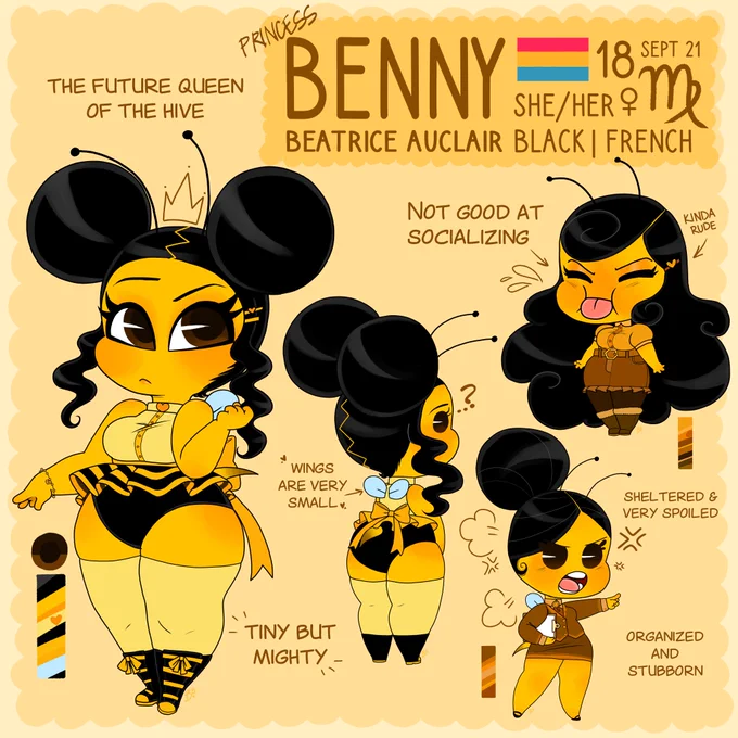 Hiii #PortfolioDay! I'm Benny!!! 🐝
I'm a completely SFW artist and I love drawing cute girls, illustrating fun, colorful works and designing characters! :) 