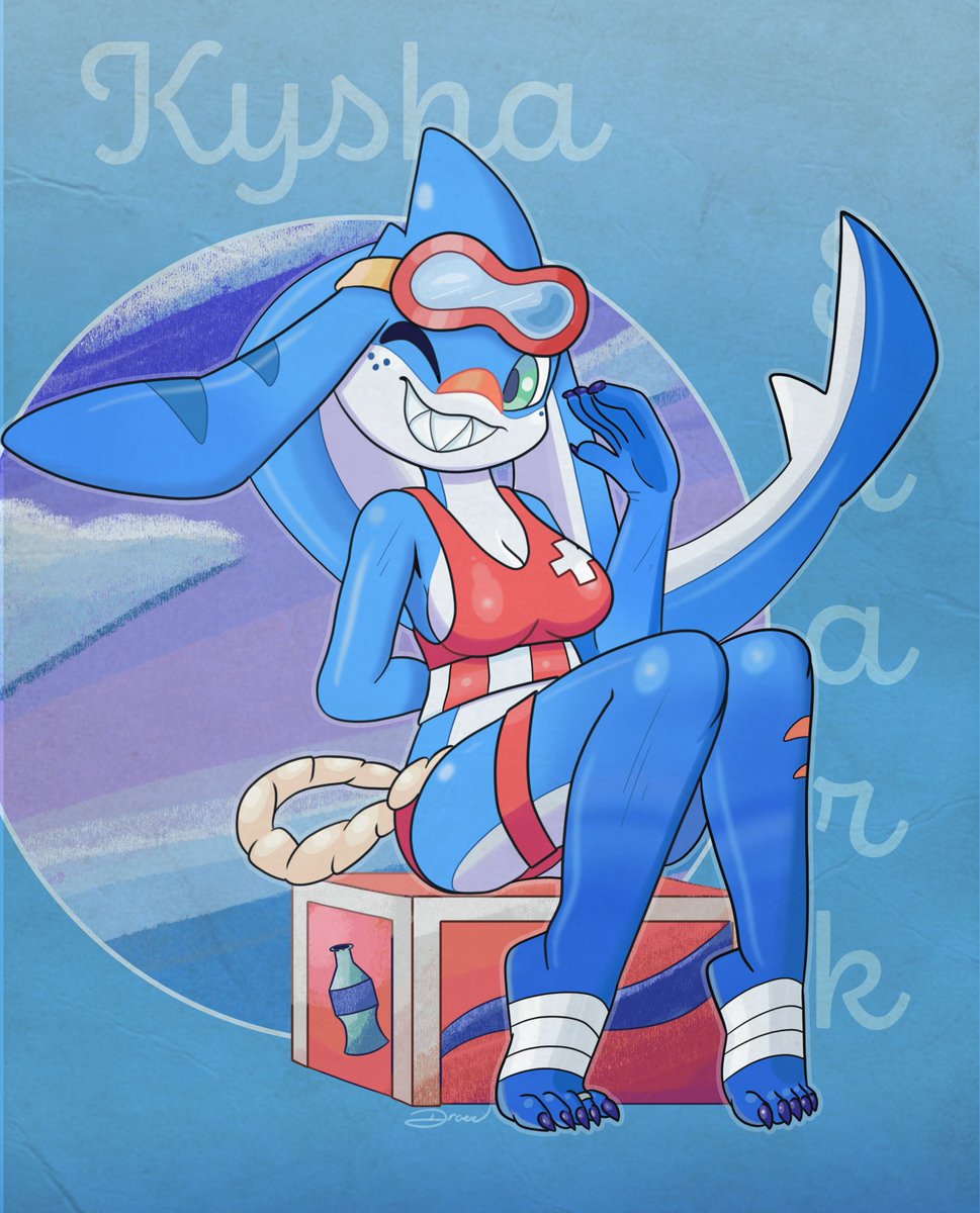 I liked the shark gal, so I gave her a nice piece and a name.

Kysha, a shark lifeguard. It was again inspired by @foretbwat character design!