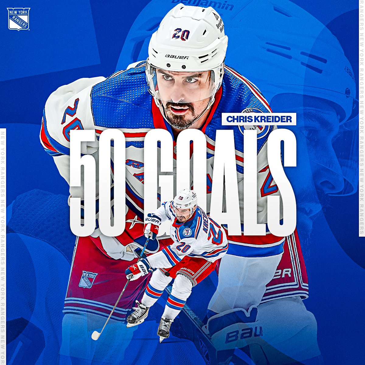 NHL's tweet photo. FIFTY GOALS 🚨

Welcome to the 50-goal club, Chris Kreider! https://t.co/MkH9iDQjqM