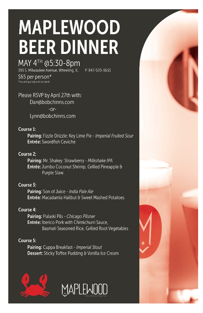 BobChinns's tweet photo. Maplewood Beer Dinner https://t.co/vt2dkIPMSX https://t.co/80xLp8qKzR