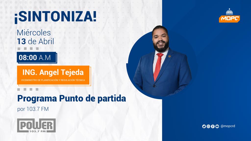 TejedaIng's tweet photo. Este miércoles 13 a partir de las 8:00am estaremos en el programa @puntodepartidard donde conversaremos sobre las ejecutorias desde nuestra gestión, además de los trabajos a realizarse durante los operativos de #SemanaSanta2022 desde el @MOPCRD
#EstamosEnEsto https://t.co/RfAUmrxZzd