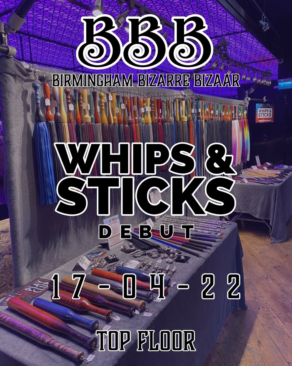 ANNOUNCEMENT!!! We're off to <a href="/BBBAltFetBazaar/">BBB & BBB AfterParty Alt Fet Events</a> for the first time! We've managed to squeeze in for Easter Sunday and we aren't sure when we'll next make it down so if you want to see Whips &amp; Sticks in person a bit further south than usual then make sure you come along!