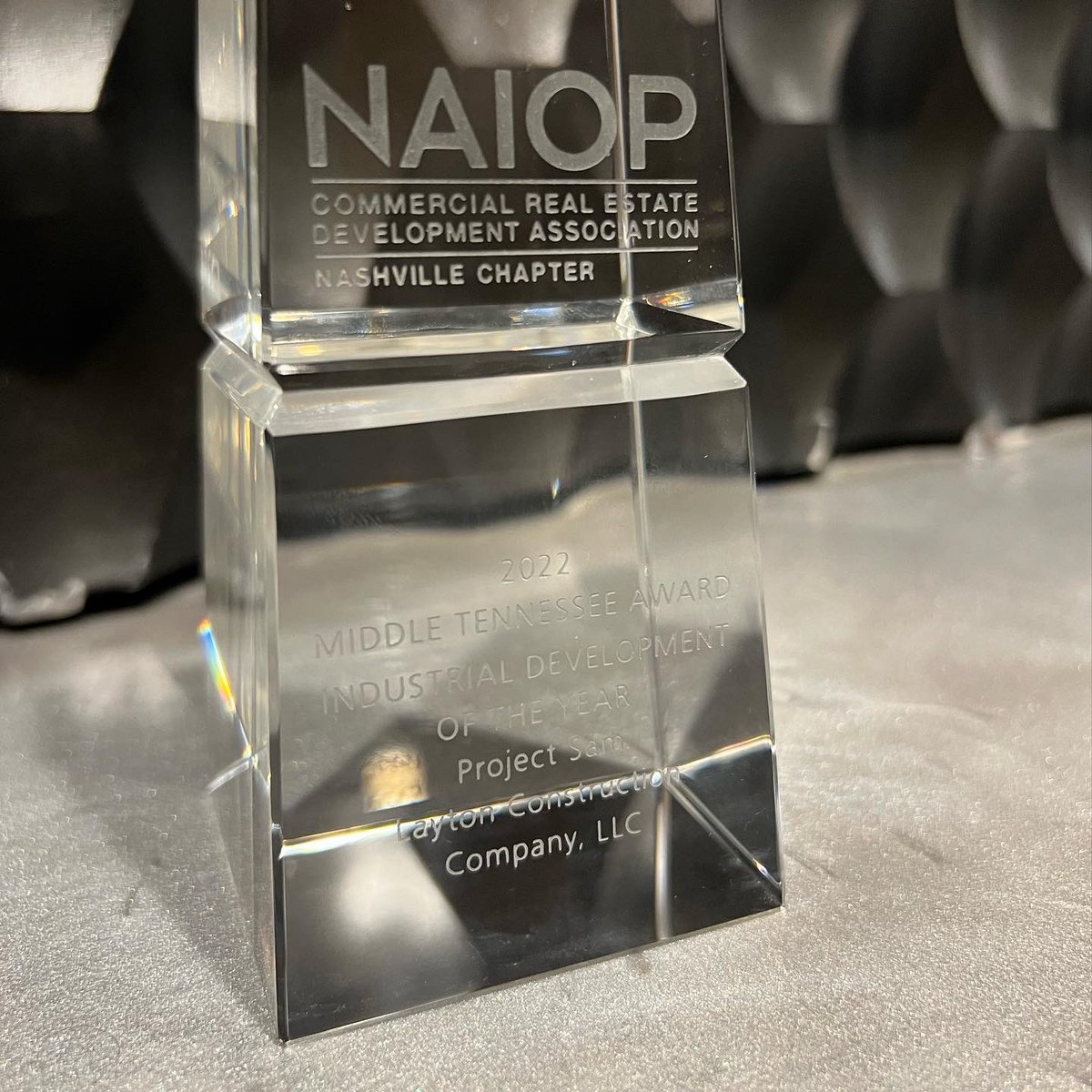 LaytonConstruct's tweet photo. A big thank you to @NAIOPNashville and the entire Project Sam team for this win! We were honored to receive the Industrial Development of the Year award and are grateful to have had such an impactful opportunity. https://t.co/dOPiyIXBxh