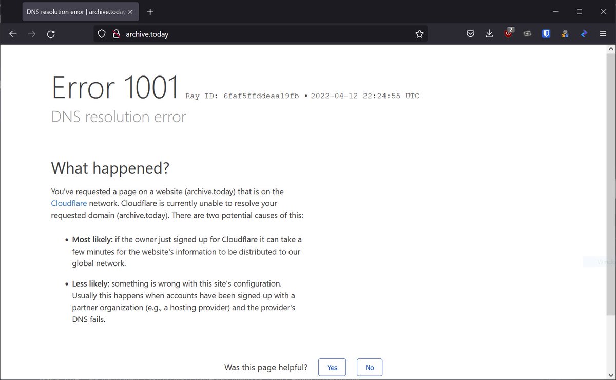 0nStreams's tweet photo. @dolkensp @archiveis @xxdesmus @mattjpark @Cloudflare They're still fuckin blocking it too https://t.co/AlU6ZVUami