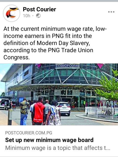 tambijr_4rmPNG's tweet photo. The lowest minimum wage rate in the world. All local Papua New Guinean workers here best fit the definition of Modern Day Slavery, according to the PNG Trade Union Congress. 😪 https://t.co/FaDOJC6j0n