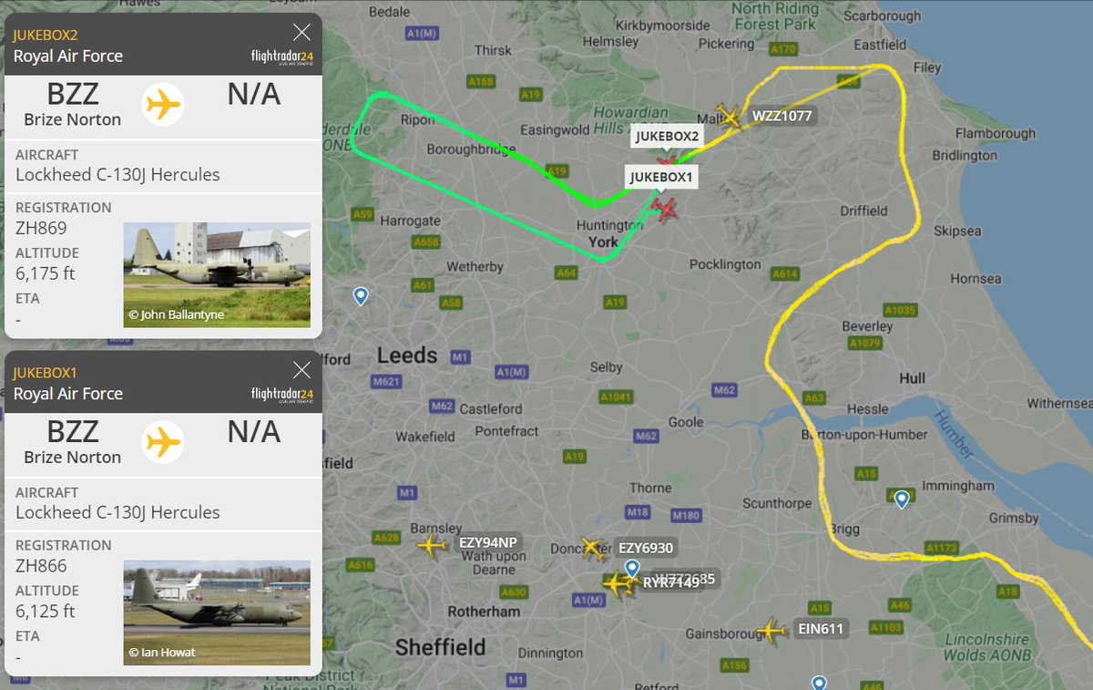 ForexNorthStar's tweet photo. Strange start to the evening with Coastguard Helicopters and multiple others in several places over the UK at the same time. Drills perhaps - probably.   

A couple of #RAF #Lockheed C-130J #Hercules on drills atm over York
I wonder what tunes listening to? 
#Jukebox1 #Jukebox2 https://t.co/kZrVt5LTEs