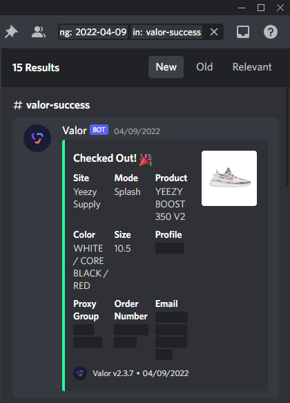 Bots: @ValorAIO Proxies: @TheHypeProxies Info: @PulseAIO @GFNF__ @aycdio @HollowEdu @thomiefnf Didn't pan out as I'd like, but I'll take what I can get :)