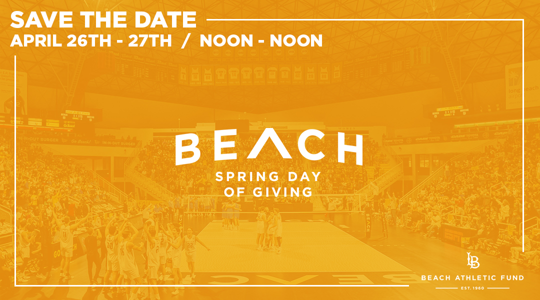 LBSUBAF's tweet photo. Spring Day of Giving is on the horizon and we are just 2 weeks away❗️

💾 SAVE THE DATE 
📅 April 26th to 27th
⏰ 24 Hours
⏳ Noon to Noon
💥 Unrivaled Impact
🎁 Make an Early Gift: https://t.co/lYhy9mJ85d

@LBSUAthletics 
#GoBeach 🏝 https://t.co/bDQry7li5U