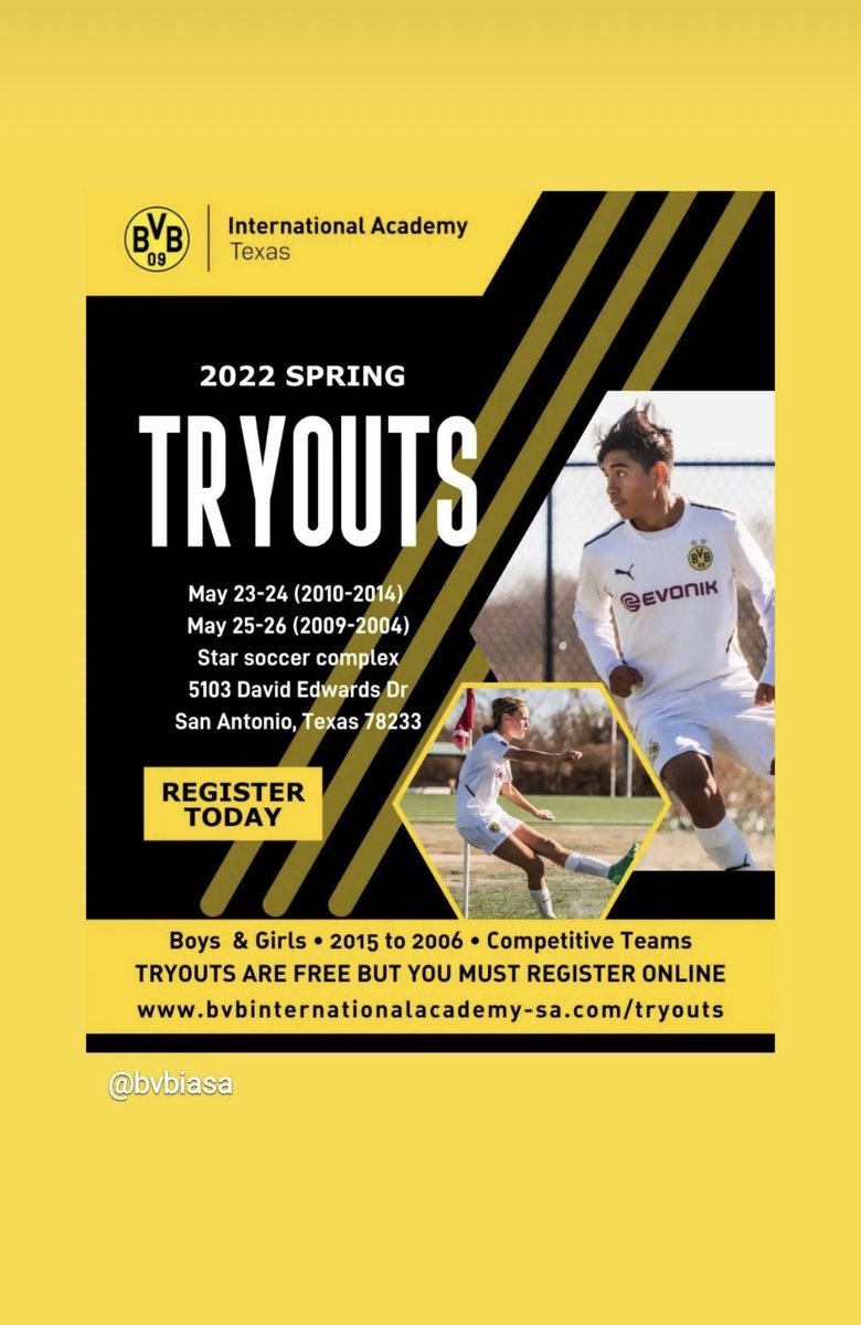 litosBVBIASA's tweet photo. Try outs for #BVBIA here in SAN ANTONIO. Competitive *boys and *girls teams birth dates 2014-2004.  Our mission is to prepare our players for their future at the NEXT LEVEL. #bvbias #bvbiafamily https://t.co/tSVBnbn2Eq