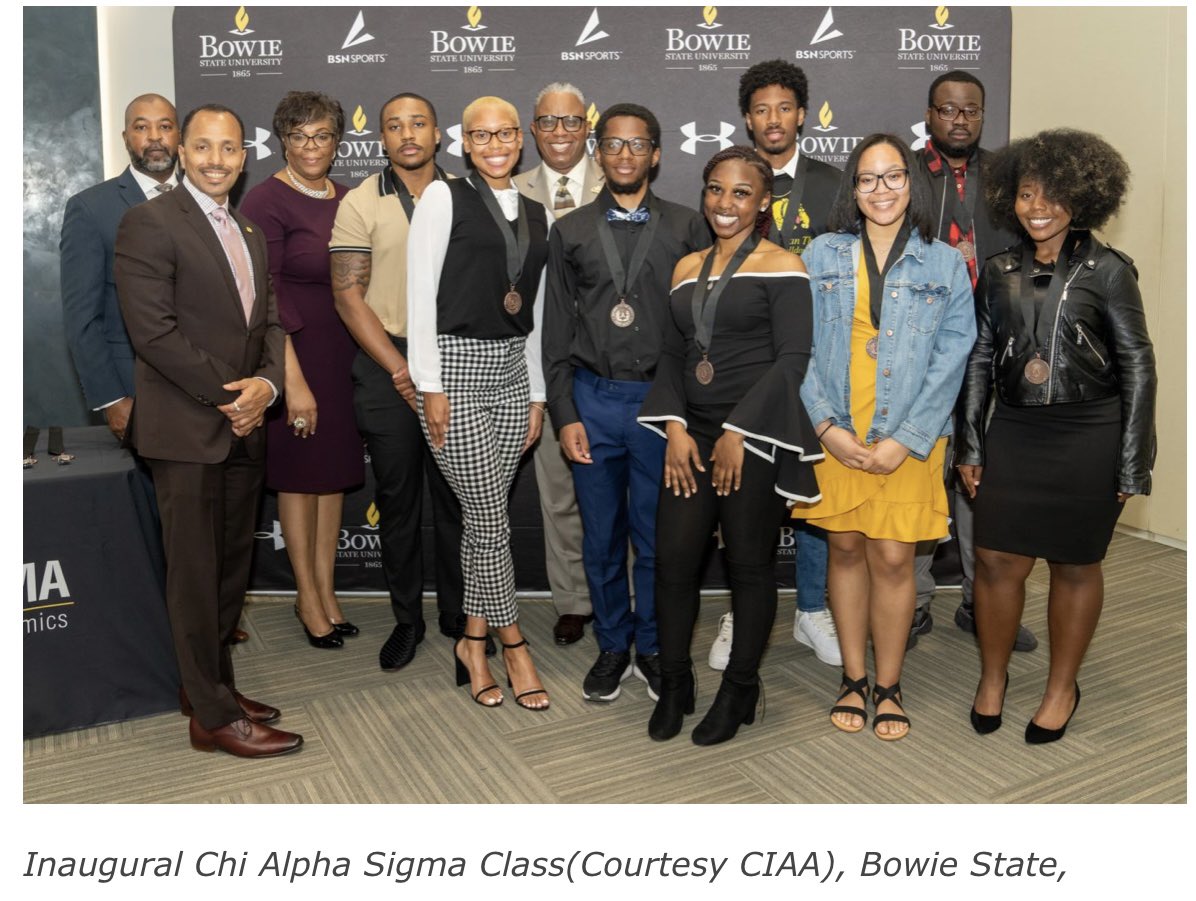 BSUVP_athletics's tweet photo. I am so proud of the 20 Bowie State student-athletes who were inducted into our inaugural Chi Alpha Sigma Class of 2022. Chi Alpha Sigma recognizes student-athletes who earn a 3.4 or higher GPA. We are Bowie Bold &amp; Bulldog Strong @BSU_Sports_Info @BowieState https://t.co/o68VDd4PG6