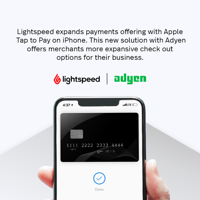 jp_chauvet1's tweet photo. At @Lightspeedhq we provide the latest technology to our merchants. Partnering with @Adyen to provide Tap to Pay on iPhone is a huge win for our U.S. customers and gives merchants more checkout options for amazing customer experiences.

https://t.co/ljIkP9RyQJ https://t.co/NG0Wm9iHXr