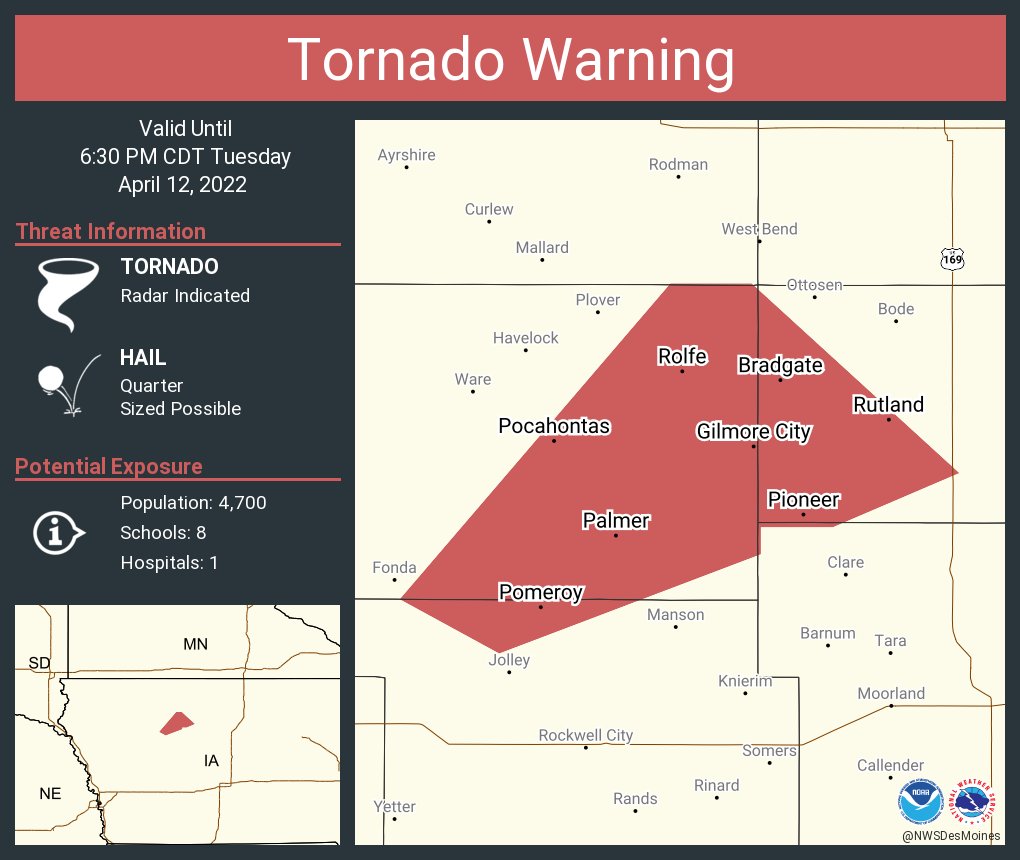 NWS Des Moines on Twitter "Tornado Warning including Pocahontas IA