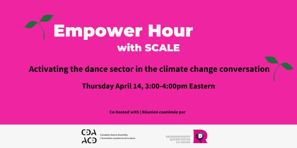 cdaacd's tweet photo. Join the discussion led by SCALE โ a โnetwork of networksโ activating the arts sector in the #ClimateEmergency. Participants will gain knowledge, resources & networks to enact change in your life, company, & community. ๐ https://t.co/3MH0jBgoWr
#ClimateArts #EmpowerHour #CDAACD https://t.co/vyiee6WRDm