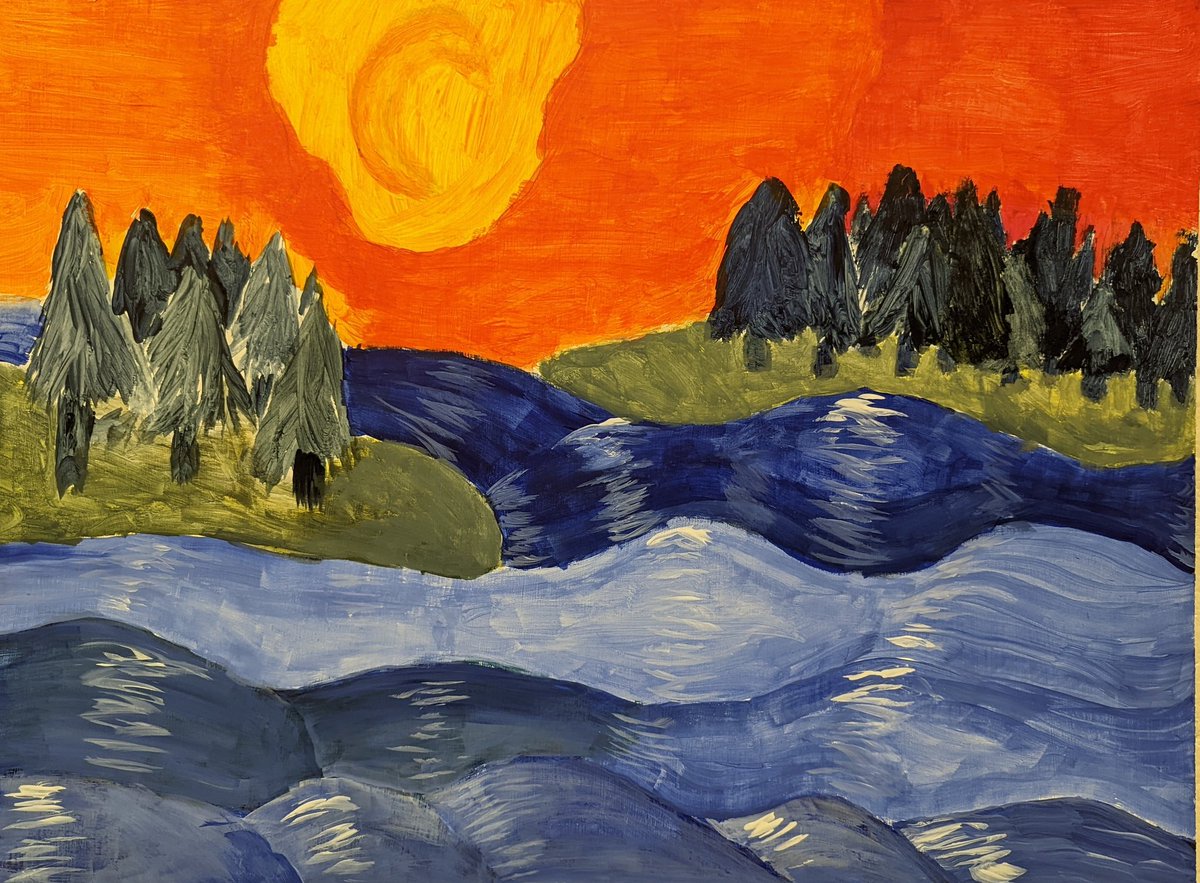 mrspclass's tweet photo. 7s Canadian landscapes - showing their understanding of analogous colours, value and perspective. @legacyYRDSB @YRDSBArts https://t.co/ayv7l0Xrpz