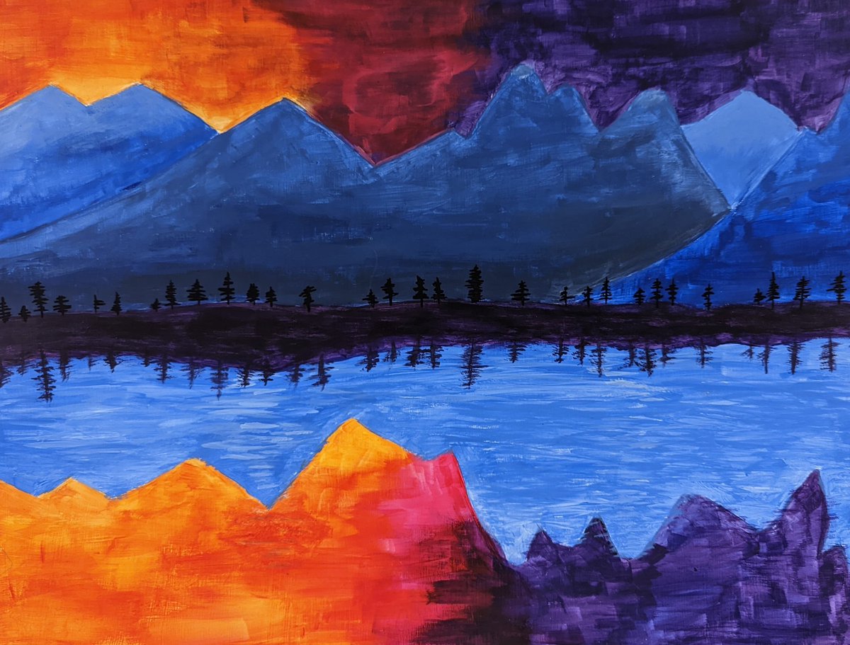 mrspclass's tweet photo. 7s Canadian landscapes - showing their understanding of analogous colours, value and perspective. @legacyYRDSB @YRDSBArts https://t.co/ayv7l0Xrpz