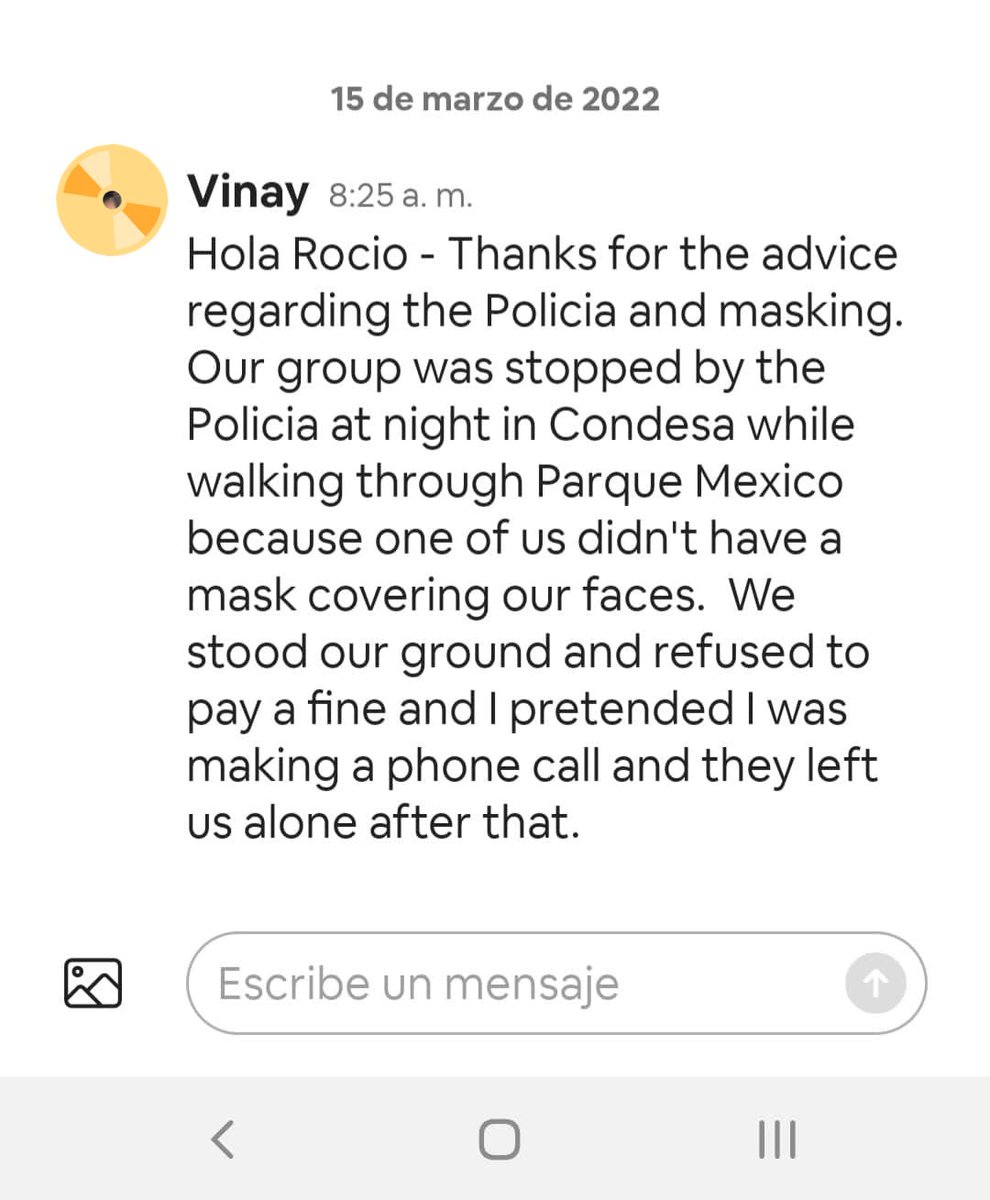 KevinoAmaro's tweet photo. ¡LOS POLICÍAS de la Roma/Condesa están extorsionando, amagando y robando a los extranjeros que caminan por zona! ¿dónde está el cambio ? @SandraCuevas_ @AlcCuauhtemocMx ? Cada semana los hosts de airbnb recibimos estos mensajes de nuestros huéspedes. Urge atención @reformaciudad https://t.co/1WICDAG675
