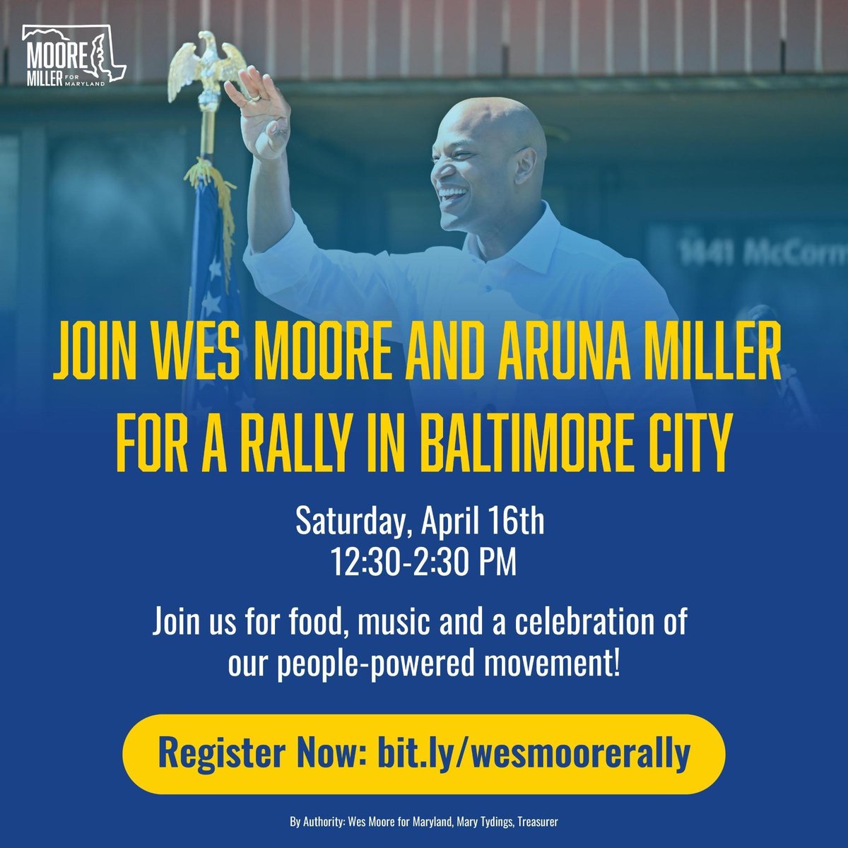 iamwesmoore's tweet photo. Team Moore-Miller is ramping up for an amazing rally this Saturday in #Baltimore! Join @arunamiller and me, @BranchElect, @Smith4Delegate, and other leaders as we come together and show the power of our unified movement! Sign up now: https://t.co/YwYoEKTk4F #MooreForMaryland https://t.co/ZsbFf6yGb7