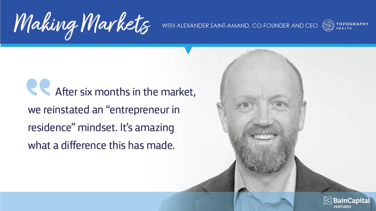 BainCapVC's tweet photo. .@topohealth CEO @asaintamand shares how they learned the hard way to never end the learning phase, eventually resulting in reinstating an “entrepreneur in residence” mindset. More on his challenges, learnings &amp; advice for company building➡️ https://t.co/LWgu6yYMLY #MakingMarkets https://t.co/5LTUr9QRGm