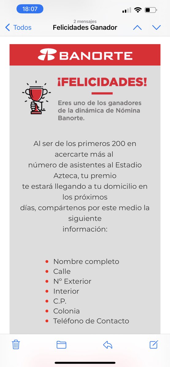 EstefGalvan's tweet photo. @Banorte_mx fui una de las ganadoras pero no indica cuál es el premio? https://t.co/eSV0UYfg2i