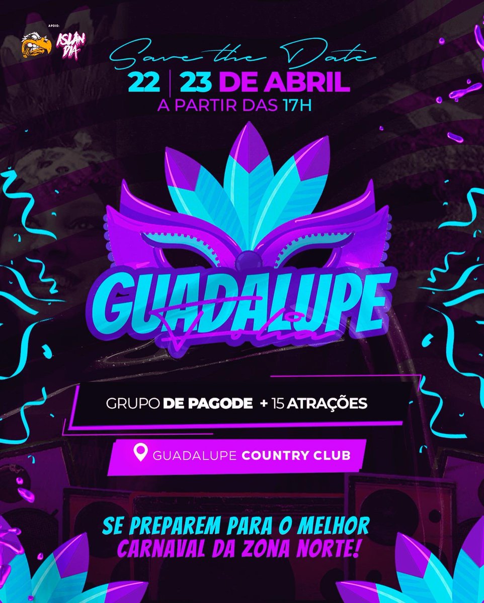 Bailedaislandia's tweet photo. É CARNAVAL TA AMOR !! 😻🇮🇸🦅
-
📆 22 e 23 / Abril 
📍 Guadalupe Country Clube
-
🎽 Reserve já seu lindo abadá Evite ficar sem, venderemos poucas unidades ! 

#ÉCARNAVAL #CARNAVAL #ZONANORTE #GUADALUPE https://t.co/4aYK4jllVB