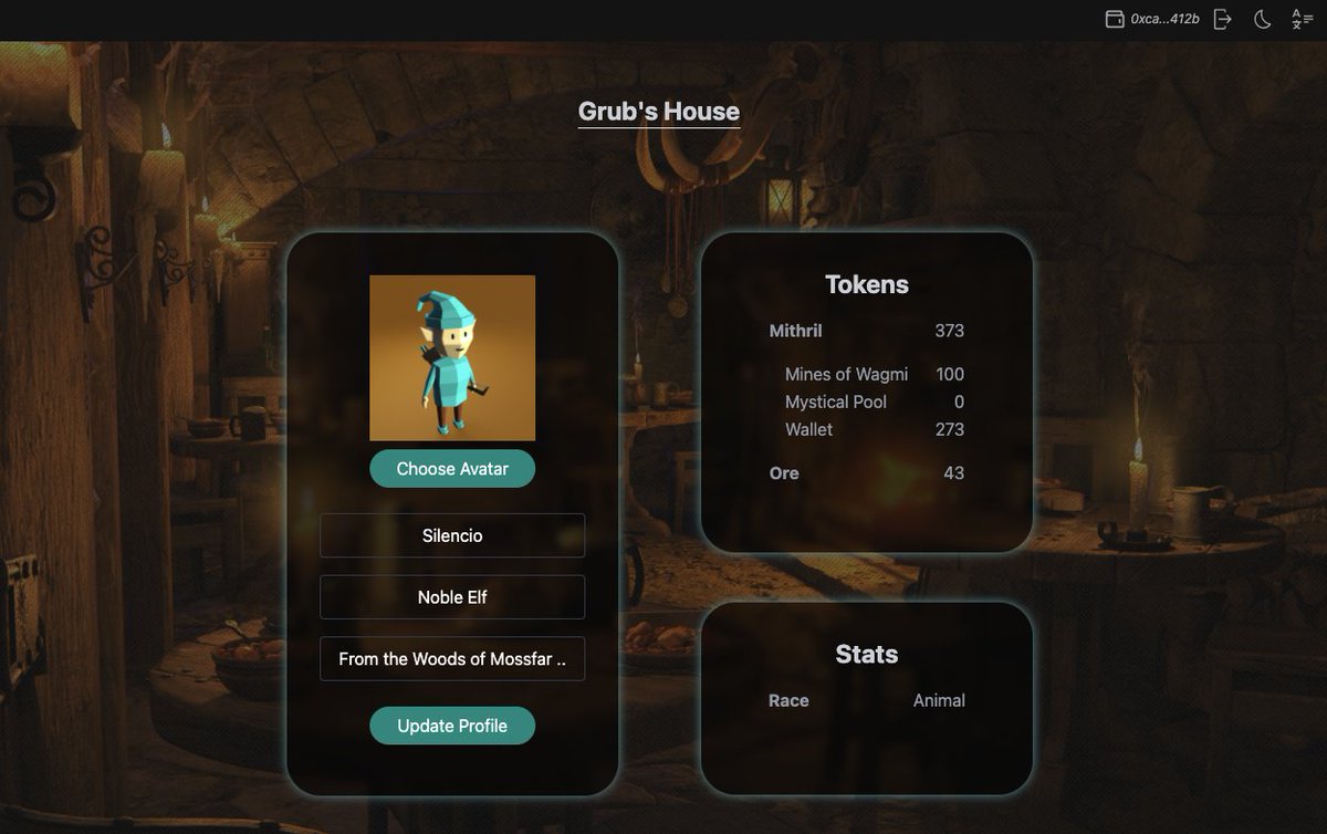 mithrilverse's tweet photo. Our user profile dApp Grub's House is finalized. Users will be able create their username, upload their avatar, and track their statistics across the Mithrilverse.

Follow our development:
https://t.co/d2mEE6inv4

#BNB #crypto #100xgem #binance #bscgems #defi #gamefi #metaverse https://t.co/d8fcovRhob