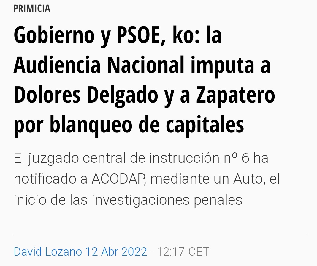 JMiguelGutierr's tweet photo. Los progres robando, nunca defraudan. Se superan a diario.

<Gobierno y PSOE, ko: la Audiencia Nacional imputa a Dolores Delgado y a Zapatero por blanqueo de capitales> https://t.co/8hXpO0YgqP vía @Periodistadigit
#ProgresNo https://t.co/LnfULyj4Cn
