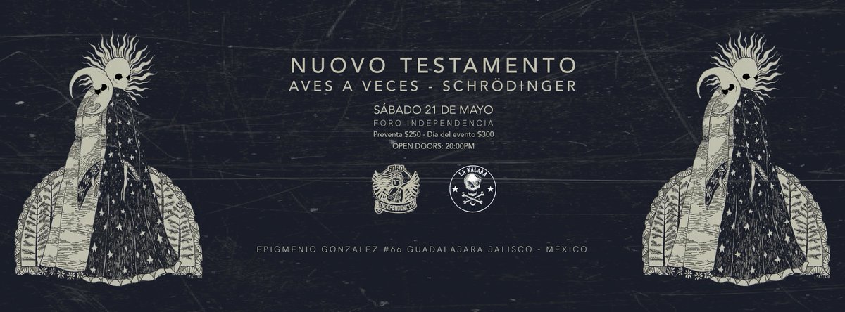 PuntodelaAurora's tweet photo. El sábado 21 de mayo se viene este muy buen evento: Nuevo Testamento, @avesaveces y Schrödinger en el @foindependencia, presentados por @LaKalakaBAR.
Toda la info en el evento de FB: https://t.co/N4Wa6FHI4S

#ElPuntoDeLaAurora https://t.co/93hfYCEsSi