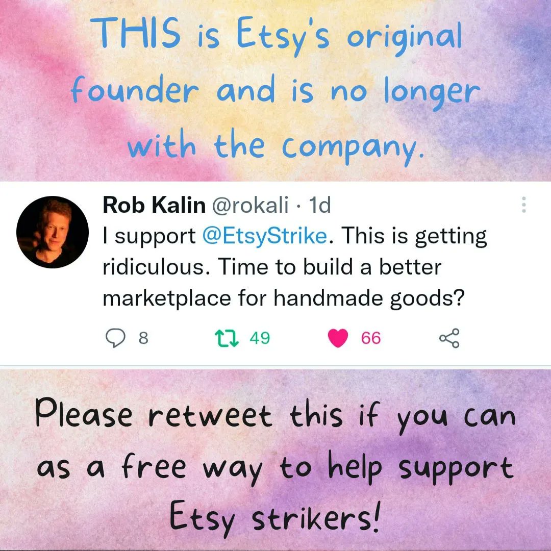 IndieSellersGld's tweet photo. O.O Etsy's FOUNDER supports us!  Spread this far and wide please, everyone!! 
#etsy #etsystrike #etsysellers #etsyshop #etsyseller #strike #vacationmode #boycottetsy #boycott https://t.co/FLdgcqPsn1