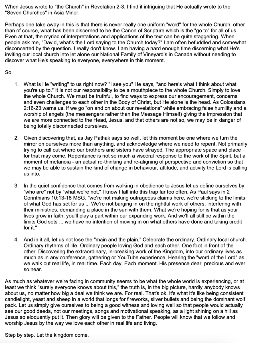 Oh man - this is a bit of a chew. Certainly "too long" for this Twitter enviro, but hey I'd thought I'd pop it up here anyway. Just some more musings from an old dog as we're all navigating some pretty interesting shaking in pretty much every area of life and faith. Step by step.