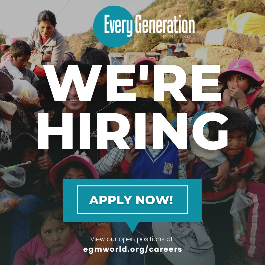 egmworld's tweet image. Every Generation Ministries is hiring! If you have a heart for making an impact in children's ministries around the world, head to our website to view our open positions at egmworld.org/careers
