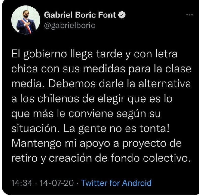 FlyDispatcher's tweet photo. Les dejo esto y como RECORDATORIO a todos los weones y weonas que le compraron el cuento a @gabrielboric... sigan teniendo esperanza AWEONADOS CULIAOS. 
¿Querían #5toRetiroUrgente
¿La izquierda les prometió #5toRetiro?
¿Les dijeron que cambiarían la forma de hacer política? https://t.co/5Y1oo0qQIE
