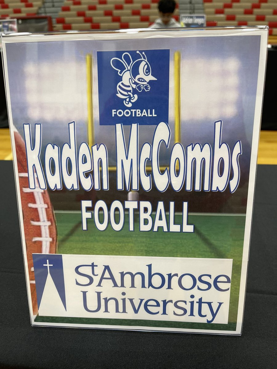Congrats to Kaden McCombs for signing a National Letter of Intent to play football next year at St. Ambrose University!  We are so proud of you!