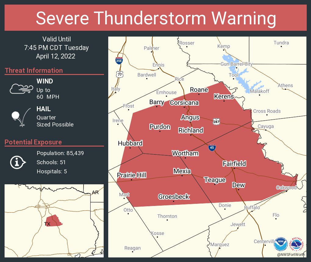 NWS Fort Worth on Twitter "Severe Thunderstorm Warning including