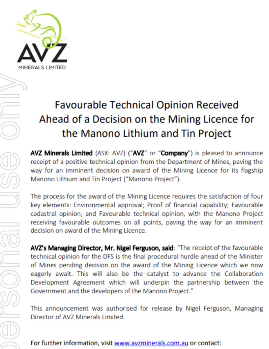 emil_jens's tweet photo. $AVZ favourable recv ✅ = #ML/decree issued tom/week

IMO expect soon extra 15% frm Cominière, FID Collab SEZ BFS Funding ..

It’s been a long wait- CONGRATULATIONS to all LT holders who held through thick &amp; thin-WE are GOING MINING &amp; will disrupt 10mpta+ PLS 

Happy 🐣 #shorts https://t.co/Nj7hC3AzlL