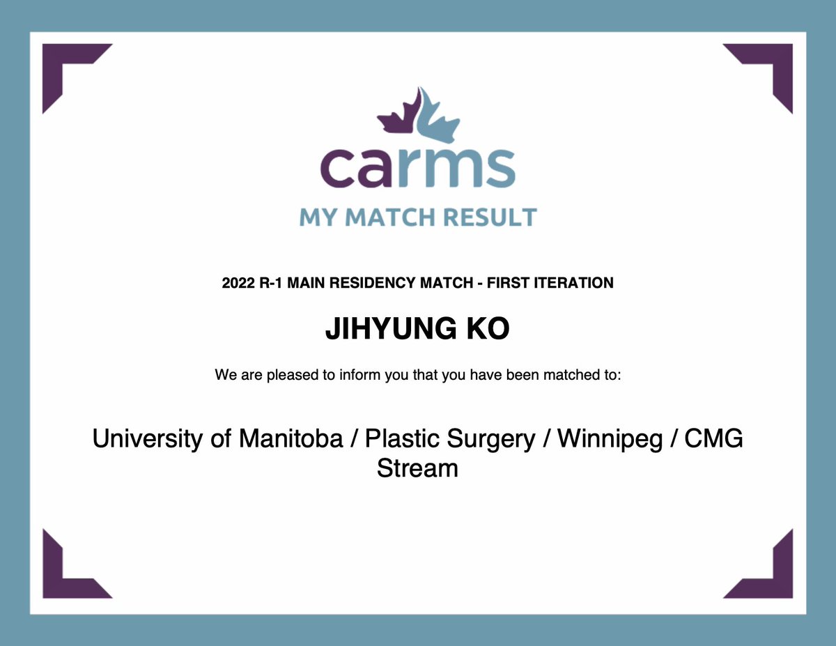 Delirious to have matched to my dream program!!!! #CaRMS2022