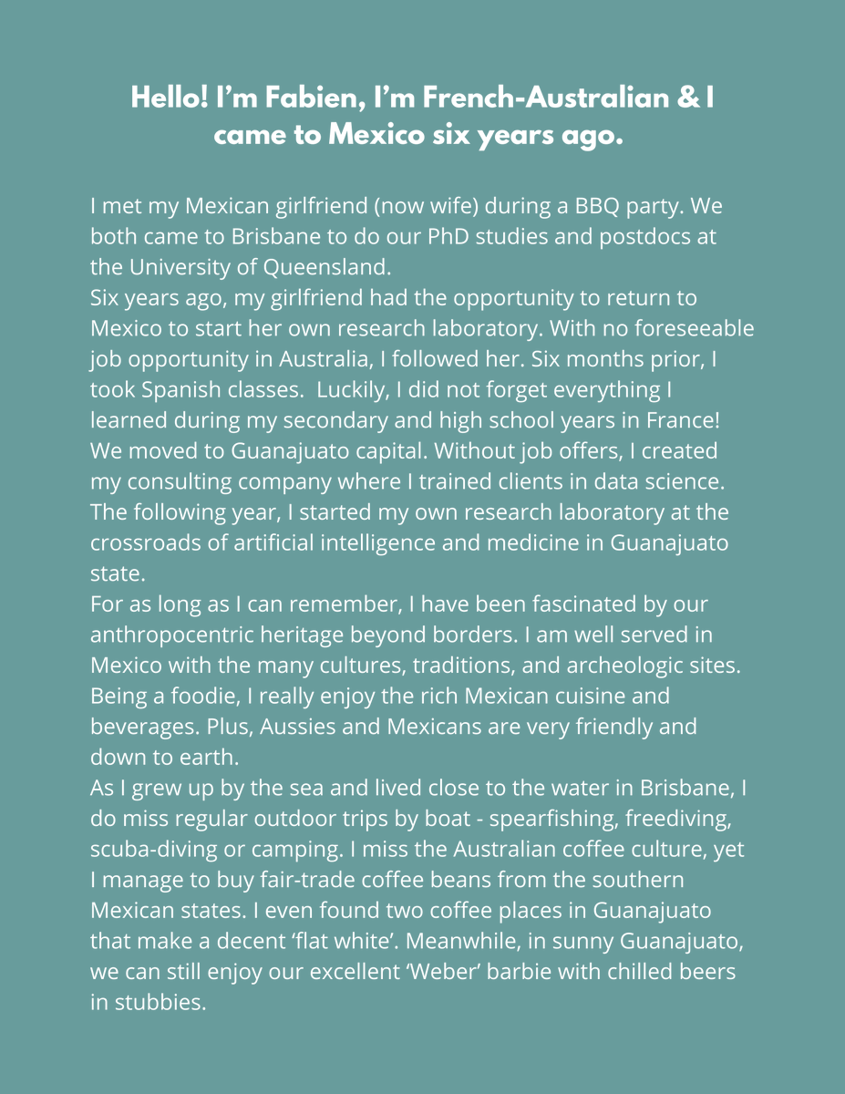 Meet Fabien 👋, he's a researcher 🔎 👨‍💻 at CINVESTAV and he's an Australian 🇦🇺 in Mexico 🇲🇽.
#AussiesInMexico
@FabienPlisson @langebiomx <a href="/CinvestavIra/">Cinvestav Irapuato</a> 
linkedin.com/in/FabienPliss…